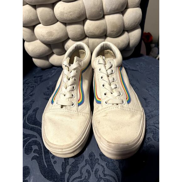 Vans Rainbow Pride White Canvas Skate Sneakers size 6/EU 37 - Picture 3 of 6